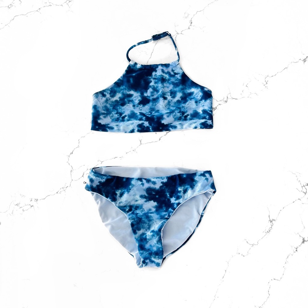 Zella Girl Blue Tie-Dye Kids Swim Bikini